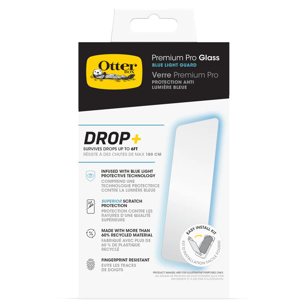 OtterBox Premium Pro Glass Antimicrobial Blue Light Screen Protector for Apple iPhone 16 Pro Max - Image 2