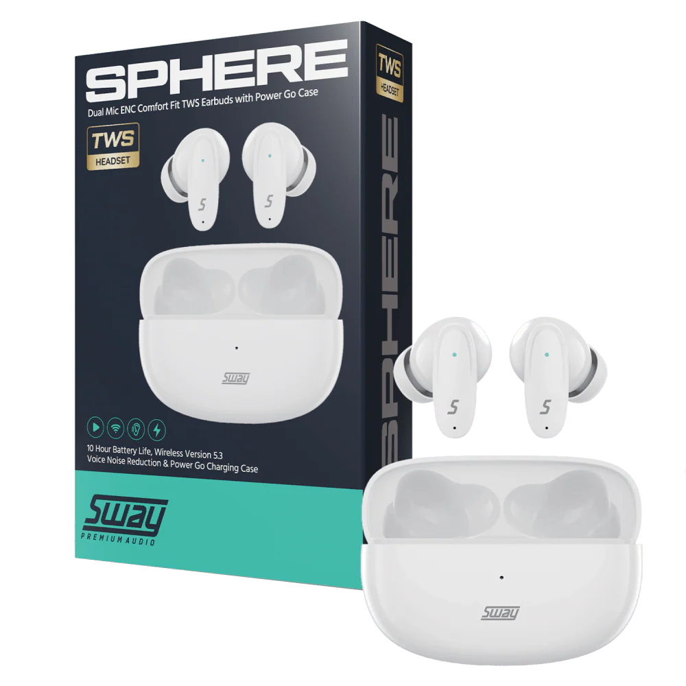 Sway Dual Microphone ENC Comfort Fit True Wireless Headphones with Power Go Charging Case - Image 5
