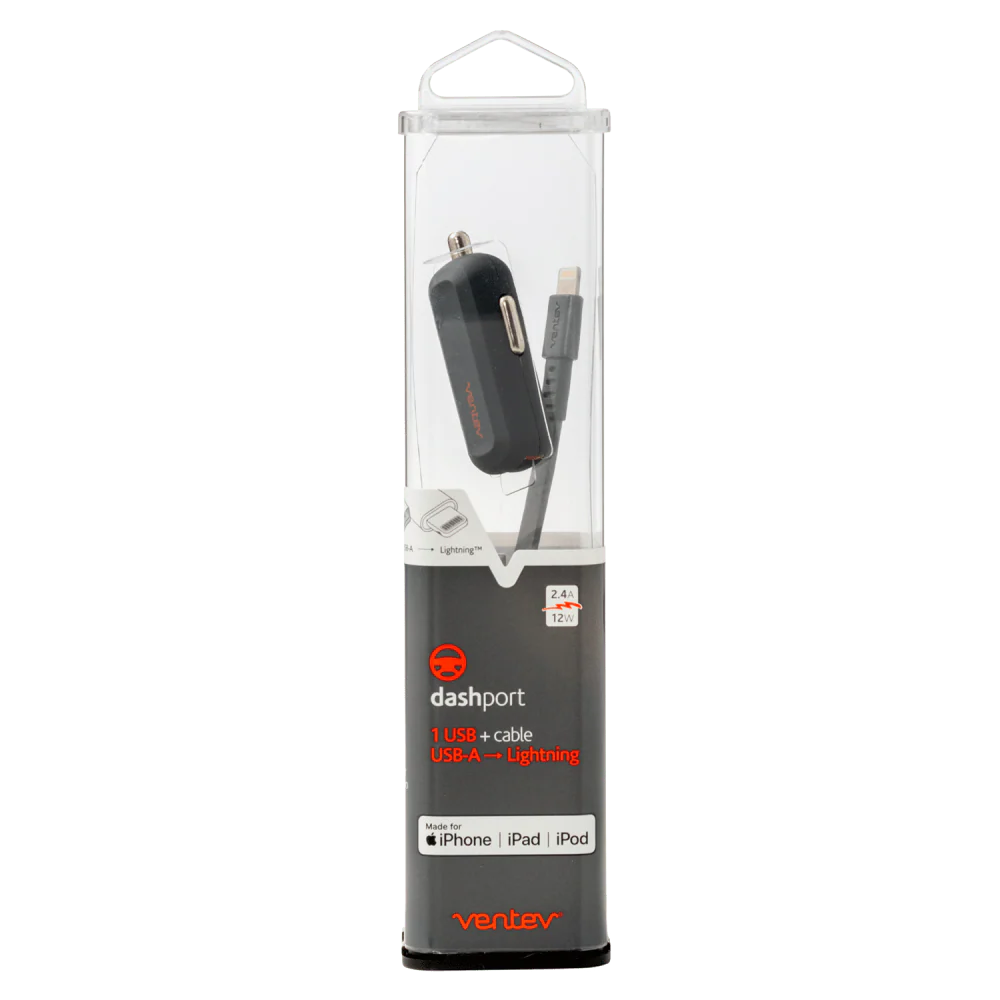 Ventev 12W USB-A Mini Car Charger and USB-A to Apple Lightning Cable - Image 5