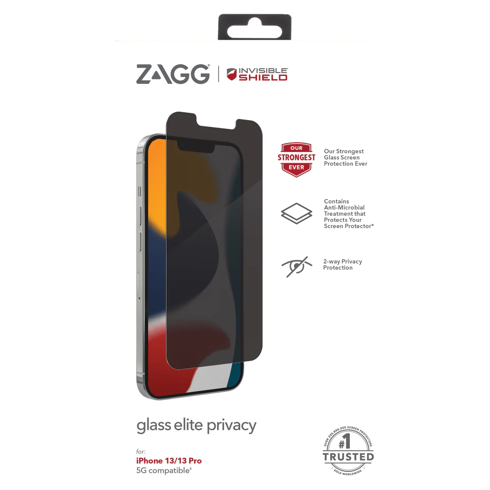 ZAGG InvisibleShield Glass Elite Privacy 360 Screen Protector for Apple iPhone 16e / iPhone 14 / iPhone 13 Pro / iPhone 13